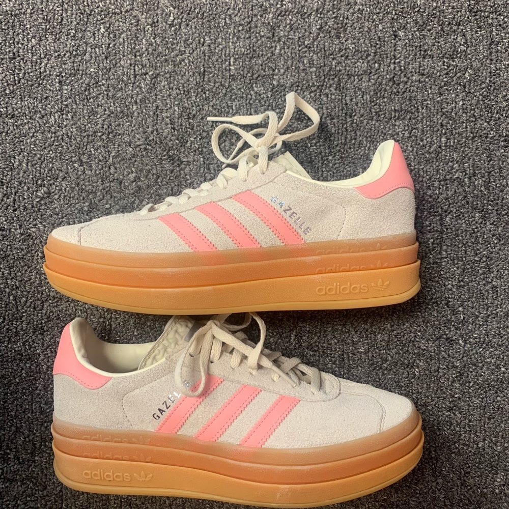 Adidas Women's Gazelle Pink and Cream Sneakers